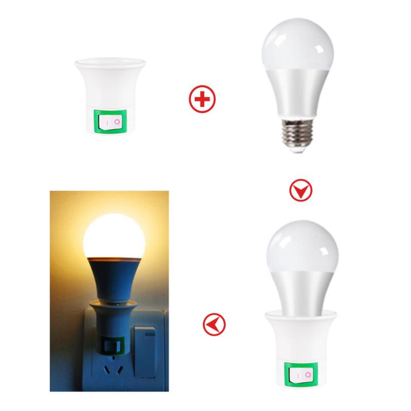 3PCS Practical White E27 LED Light Socket To EU Plug/US Plug Holder Adapter Converter ON/OFF for Bulb Lamp