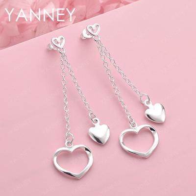 Luxurious 925 Sterling Silver Exquisite Tassel Heart Earrings Fashion Wedding Jewelry Accessories