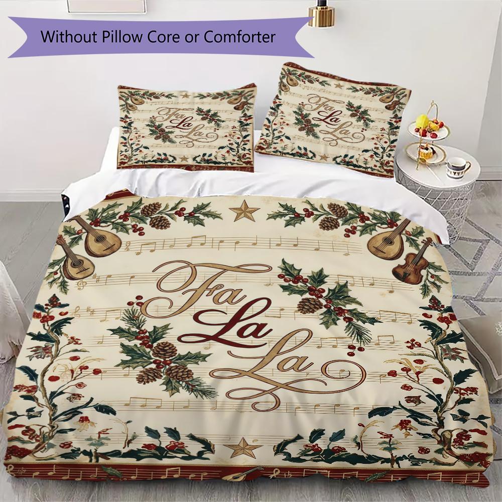 North Pole Delivery Pattern Bedding uilt Set uilt Cover Pillowcase Home Decoration Birthday Gift (1 * duvet cover + 2 * pillowcase without core)_XIA