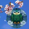 2D White Lotus Owl Wind Spinner Kinetic Metal Garden Decor Outdoor Home Dancing Wind Chime Unique Gift Idea
