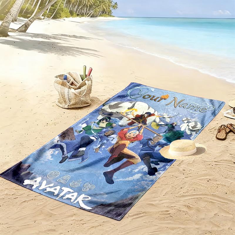 Name Custom TEAM AVATAR Cartoon Print Beach Towel, Large Soft Quick Dry Towel for Beach Camping Swimming