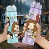 1PC Big Family Girl Cartoon Group 750ml Color Plastic Sports Water Bottle Leakproof Flip Straw Lid Suitable for Sports Office Home Use