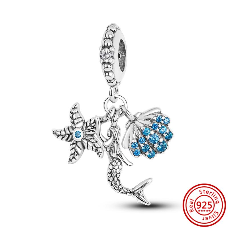925 Sterling Copper Cute Elephant Dog Paw Print Cat Rabbit Cartoon Beads Fit Original Pantaro Charms Bracelet DIY Zircon Making