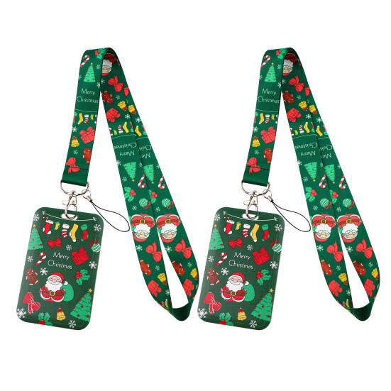 2 pezzi di cordini per la creazione di insegne, cordino da collo con pupazzo di neve di Natale, portachiavi, cordino per distintivo di Babbo Natale con porta biglietti, regalo di Natale