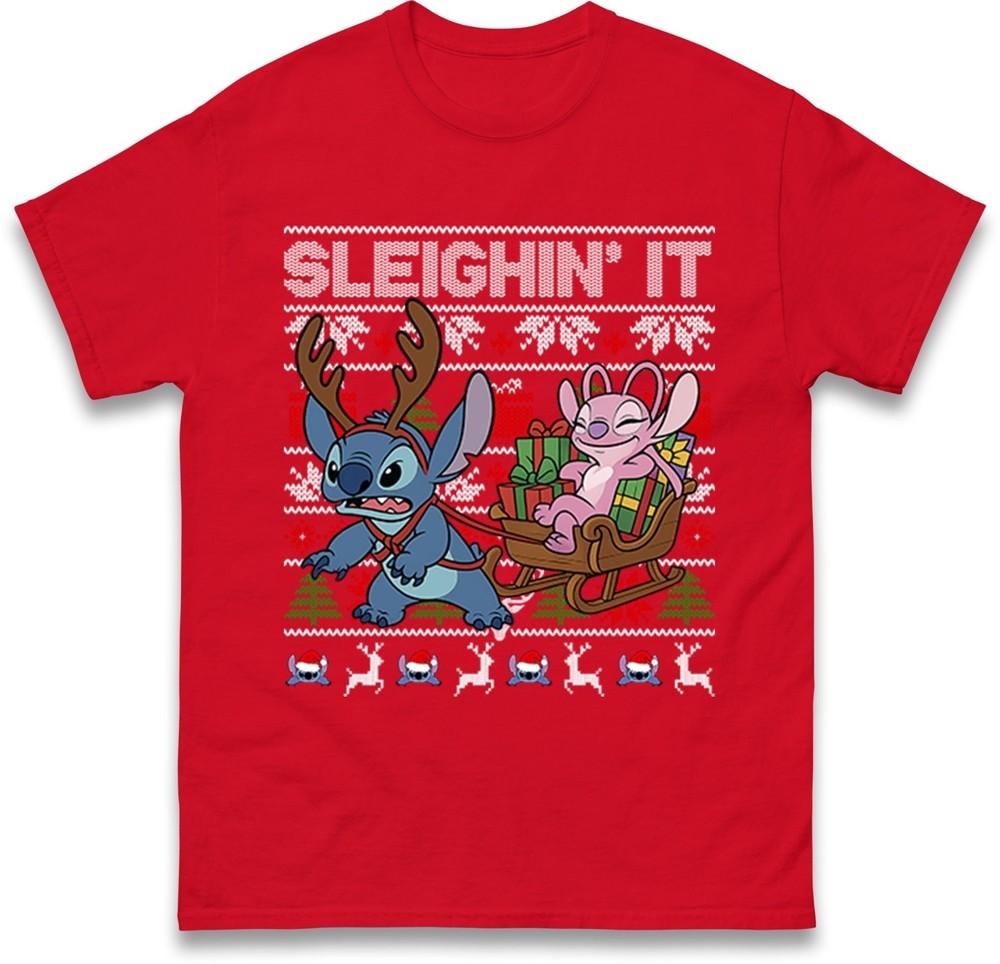 Lilo Stitch Christmas T Shirt Sleighinit Stitch Xmas Tee Shirt Gift Tee Top