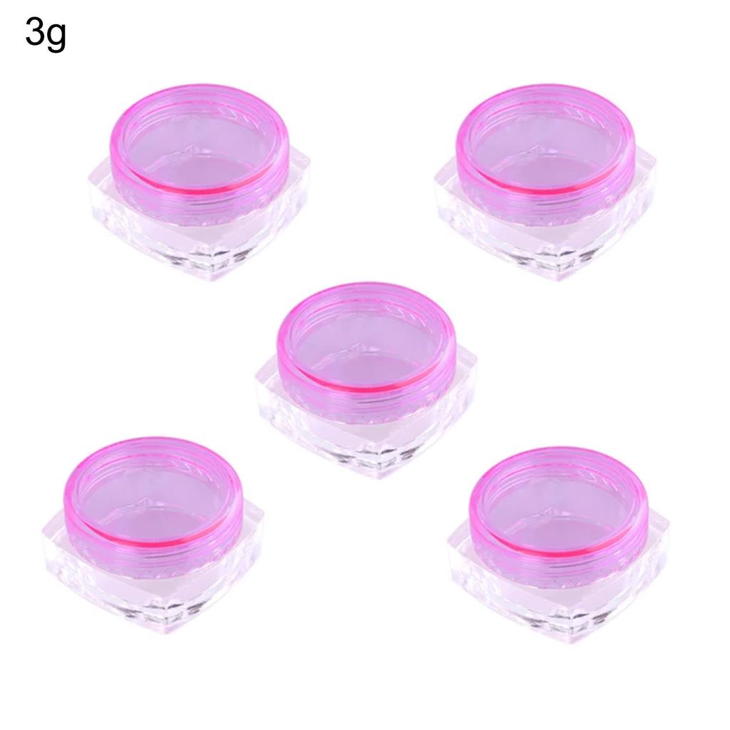 5PCS 2g 3g Empty Small Colorful Covers Clear Plastic Cosmetic Pot Jars with Lids for Face Cream Lip Balm Containers Travel