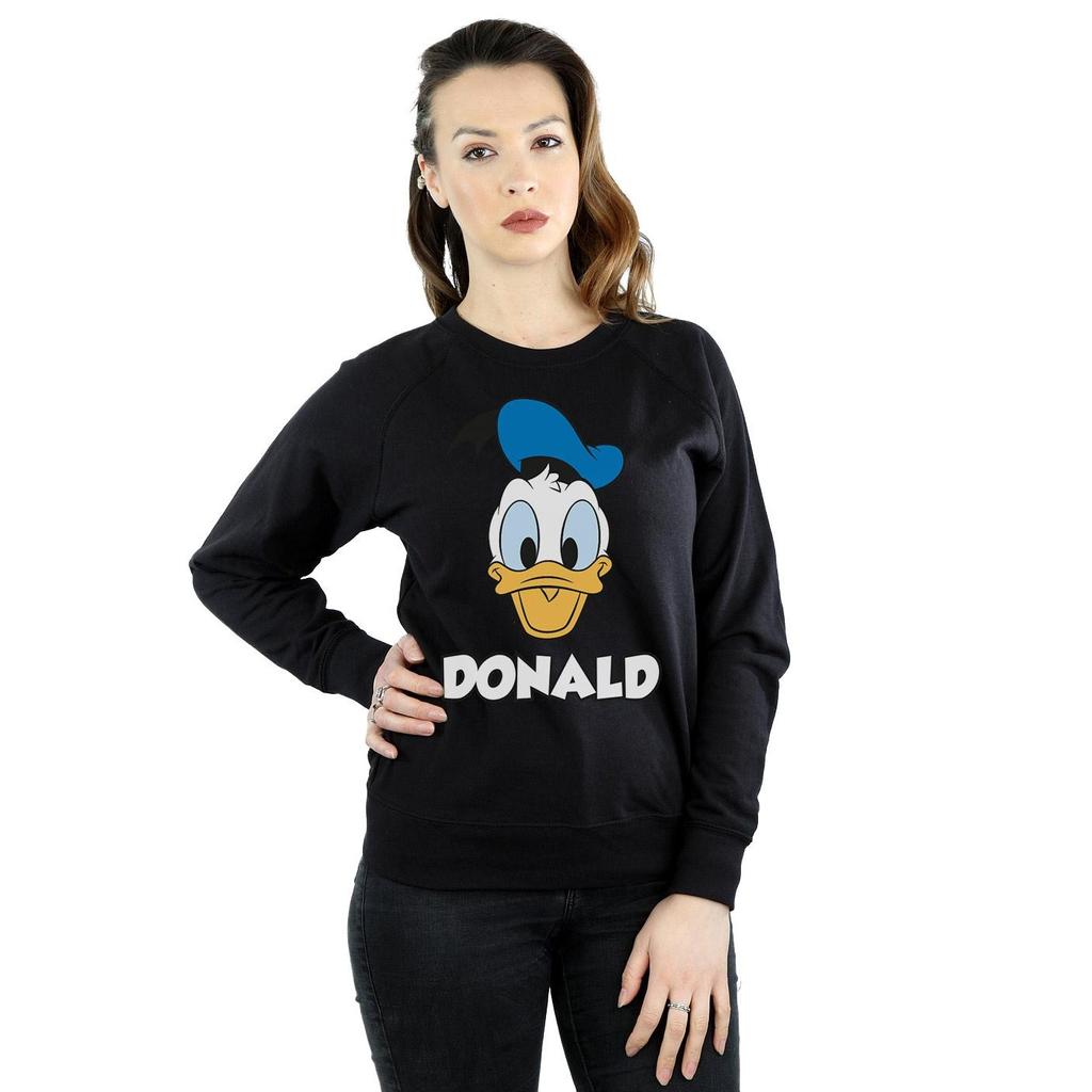 Disney Womens/Ladies Donald Duck Face Cotton Sweatshirt