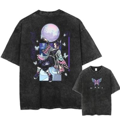 Shinobu Kocho Demon Slayer Acid Wash Shirt – Vintage Anime Grafik T-Shirt