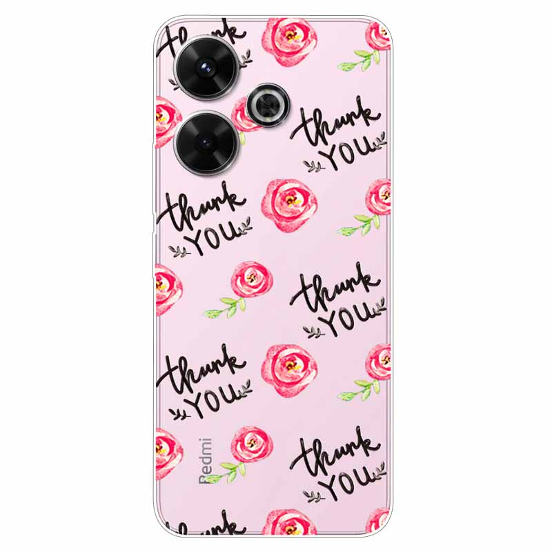 

Soft TPU Cover For Xiaomi Redmi 13 4G Case Fashion Clear Flower Silicone Cases for Xiaomi Redmi13 4G Cover Bumper Transparent Redmi 13 4G