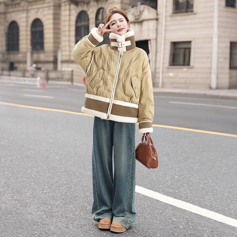 Women's Color-block 90 Down Puffer Jacket