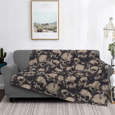 Grunge-Muster mit Totenköpfen Rock Decke Bezug Fleece Überwürfe Sommer Klimaanlage Personalisiert Weich Warm Tagesdecken
