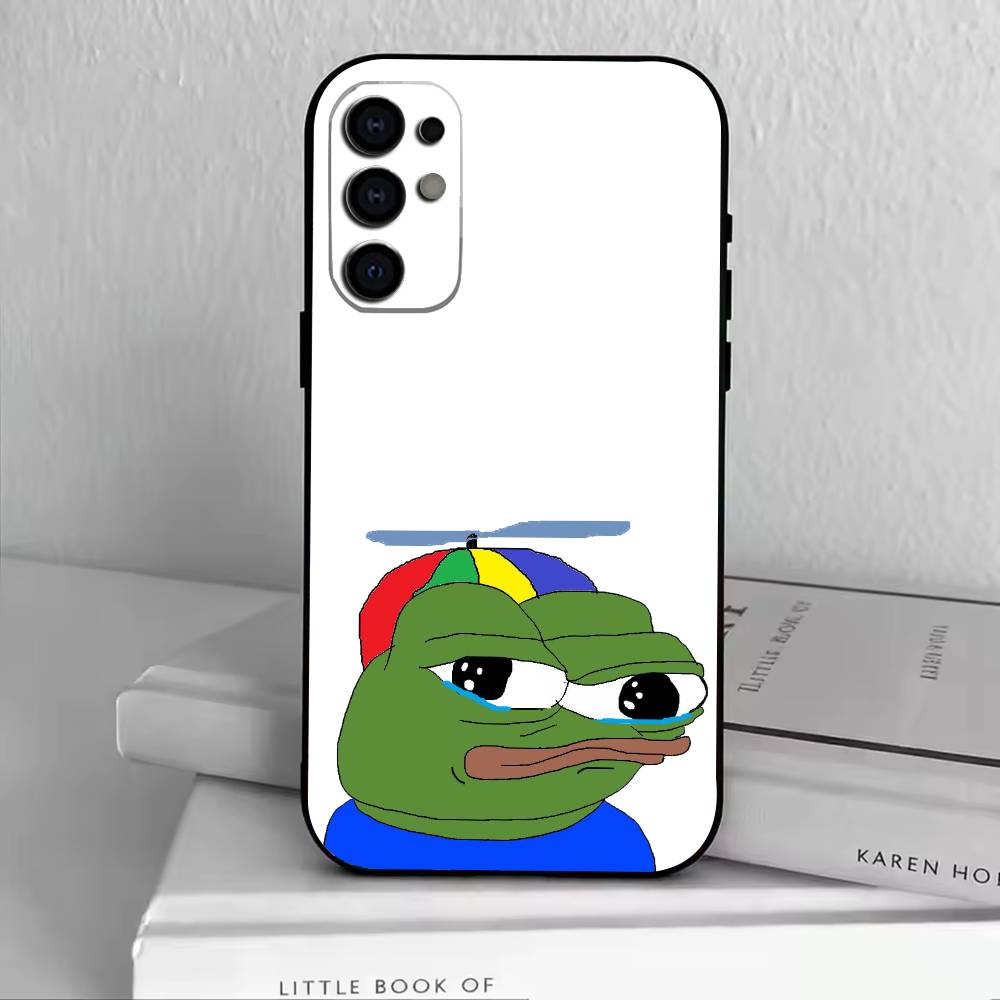 Funny Sad Frog pepe M-meme Phone Case For Samsung S25,S24,S21,S22,S23,S30,Ultra,S20,Plus,Fe,Soft Silicone Black Cover