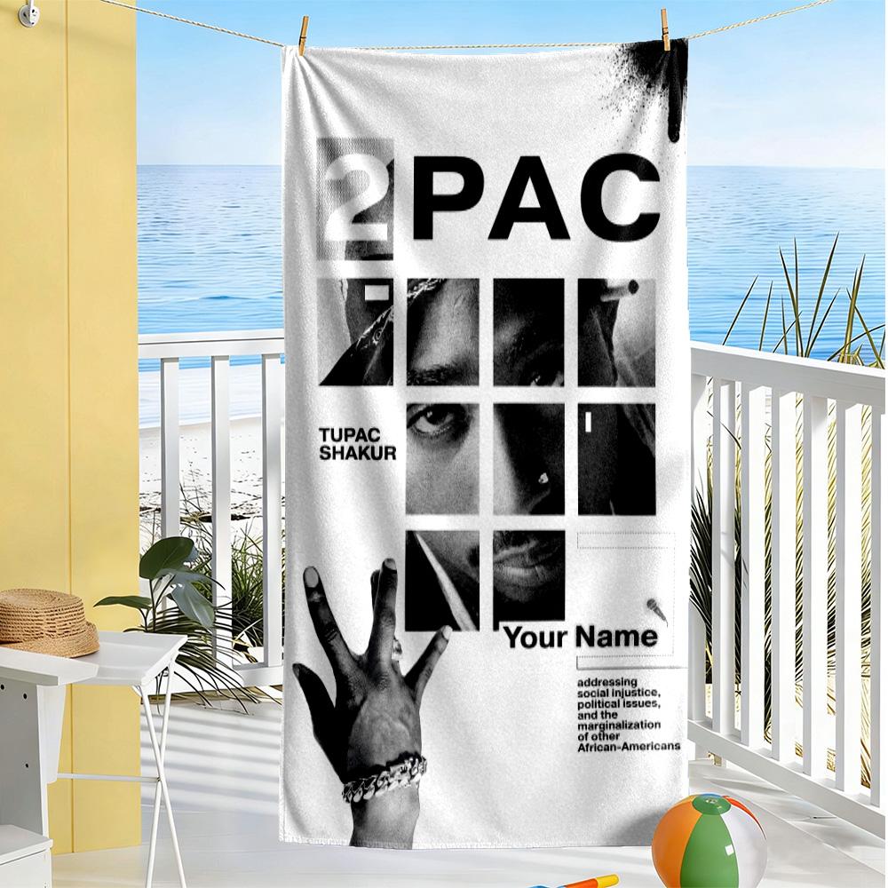 2pac Customized Name Beach Towel High Absorbency & Quick-Dry Portable for SwimmingBeachCamping Travel Beach AccessoriesGym