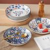 Diren Underglaze Ceramic Round Serving Plate, Watercolor Floral
