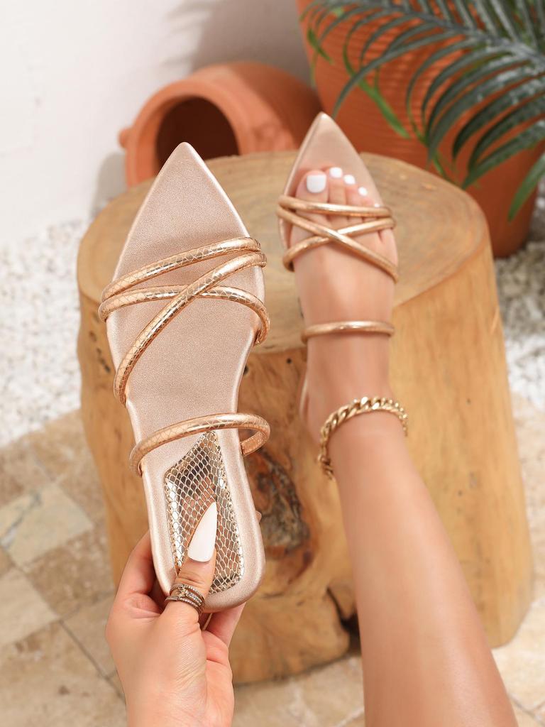 2026 Summer Women's Strappy Flat Pointed Toe Sandals - Casual Open Toe Beach Slippers