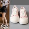 Moda 2024 Primavera Nuevos Zapatos Deportivos de Mujer Estilo de Moda Cordones Suela Gruesa Zapatos Vulcanizados Diseño de Marca Casual Calle Zapatos de Lona