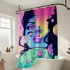 Trippy Psychedelic Girl Duschvorhang - Kreative Neon Weltraum Planeten Kunst - Indoor Haus Badezimmer Dekor Künstlerischer Badvorhang