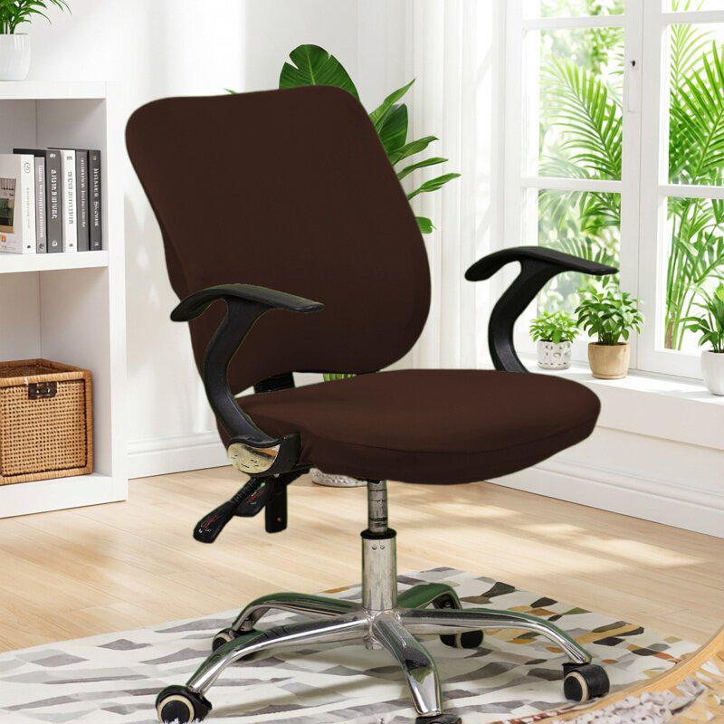 Elastic Milk Silk Office Swivel Chair and Backrest Cover