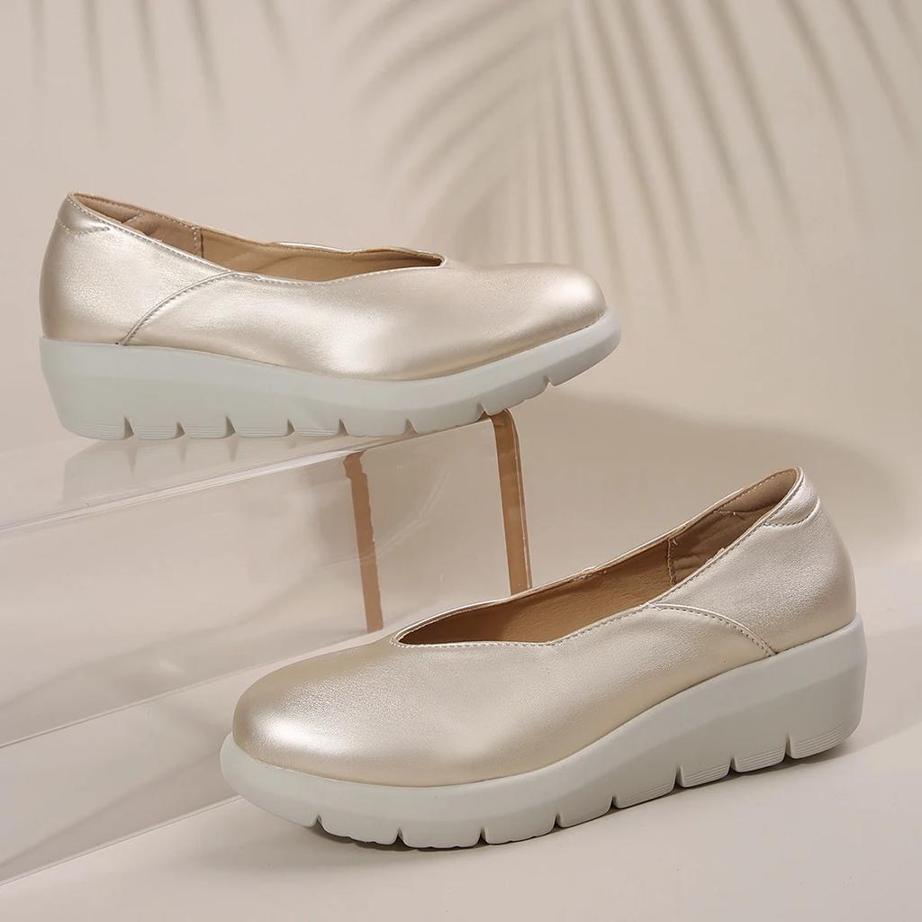 Fashion Women Fashion Wedge Heel Pumps 2025 Spring Summer Lightweight Platform Loafers Woman Soft Sole Comfort Casual Shoes Plus Size 42