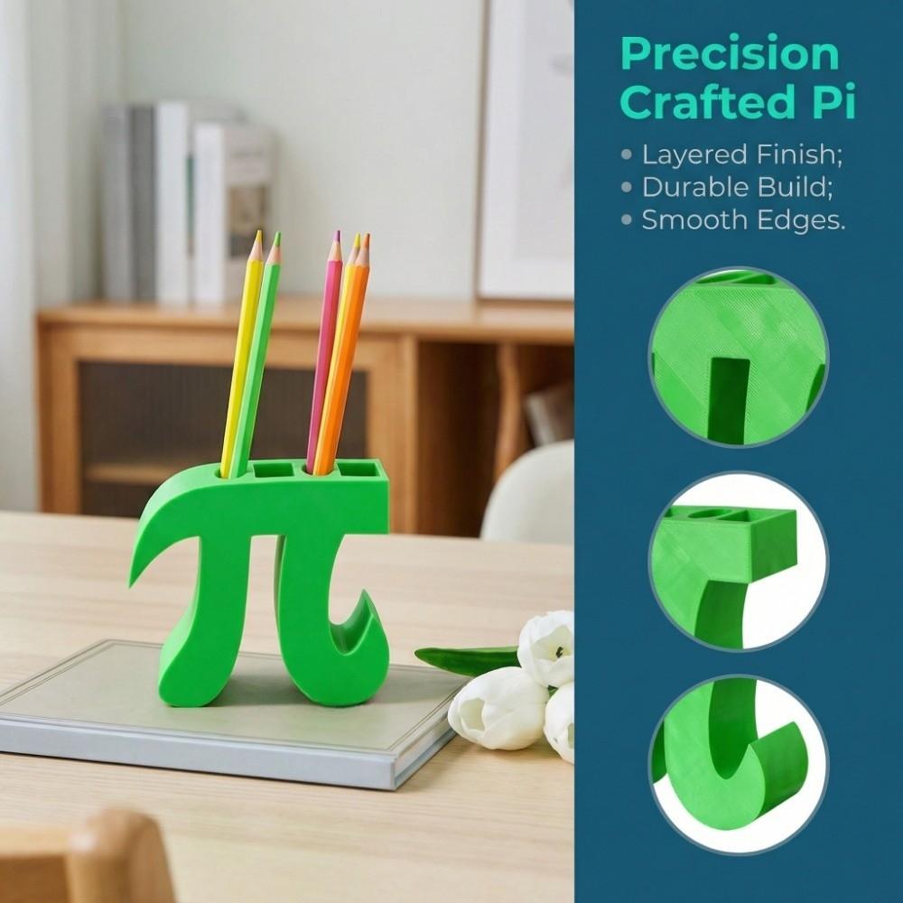 Math Festival Pi Pen Holder Green Stationery Box Multifunctional 3.14 Pi Day Gift Desktop