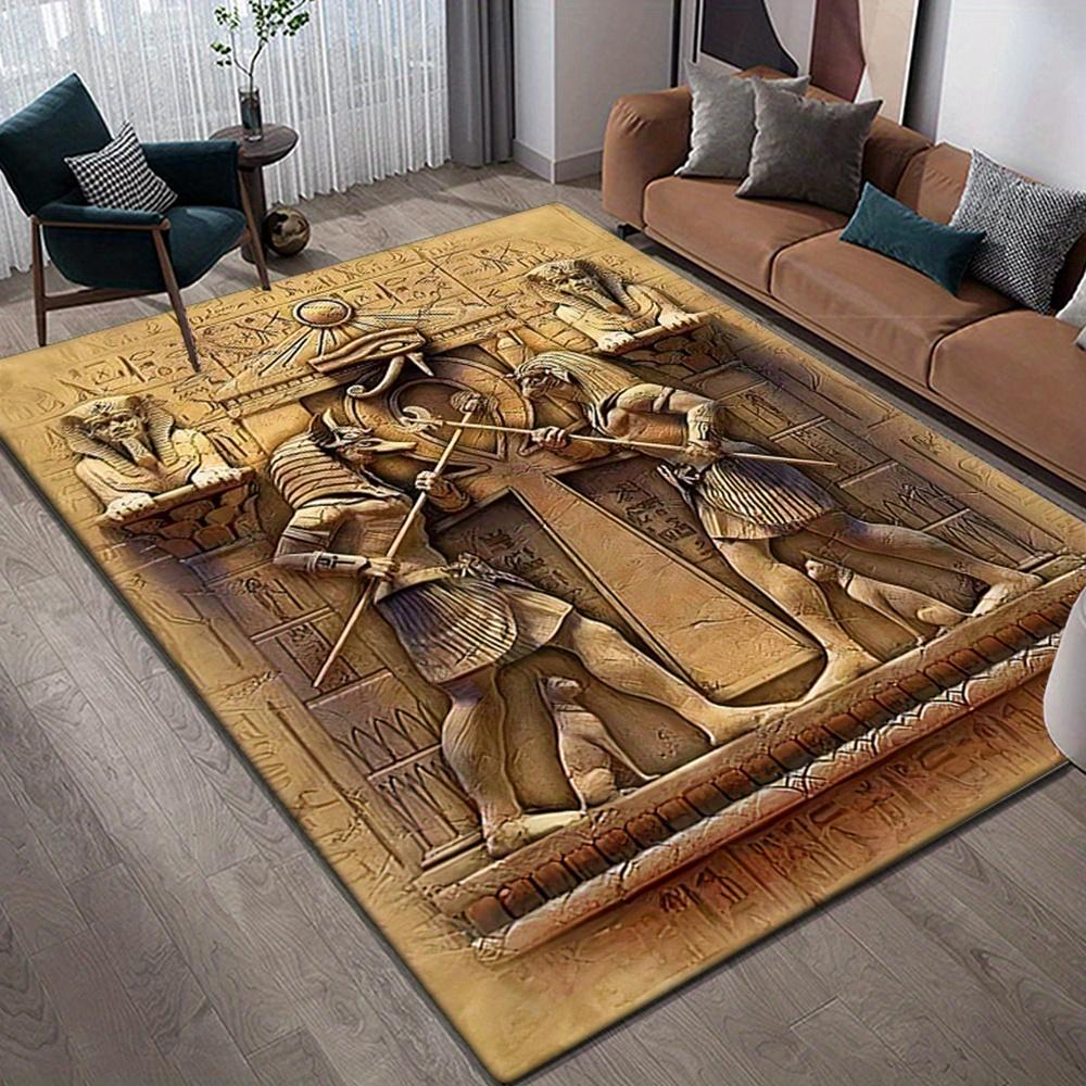 Egyptian Treasure Non-Slip Rug – Ancient Art Design Floor Mat for Living Room, Bedroom, Dorm & Garden Decor