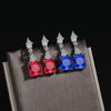 925 Sterling Silver Light Luxury Retro Multi-color Square Zircon Earrings Birthday Anniversary Wedding Party Gift