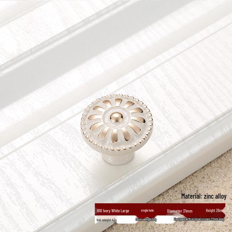 Ivory White Zinc Alloy Minimalist Round Pull Handle for Cabinets and Drawers