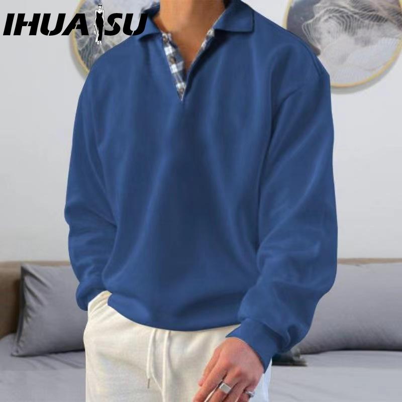 

IHUASU Cotton Long Sleeve T-shirt Men s Fashion Loose Shirt Printed Compassionate Shirt M темно-синього кольору