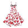 Women's Valentine's Day Love Heart Print Sexy Off Shoulder Vintage Dress
