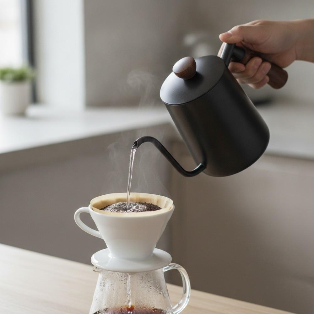 304 Edelstahl Pour-over Kaffeekanne Tropföffnung Handbrüh Kaffeekessel Barista