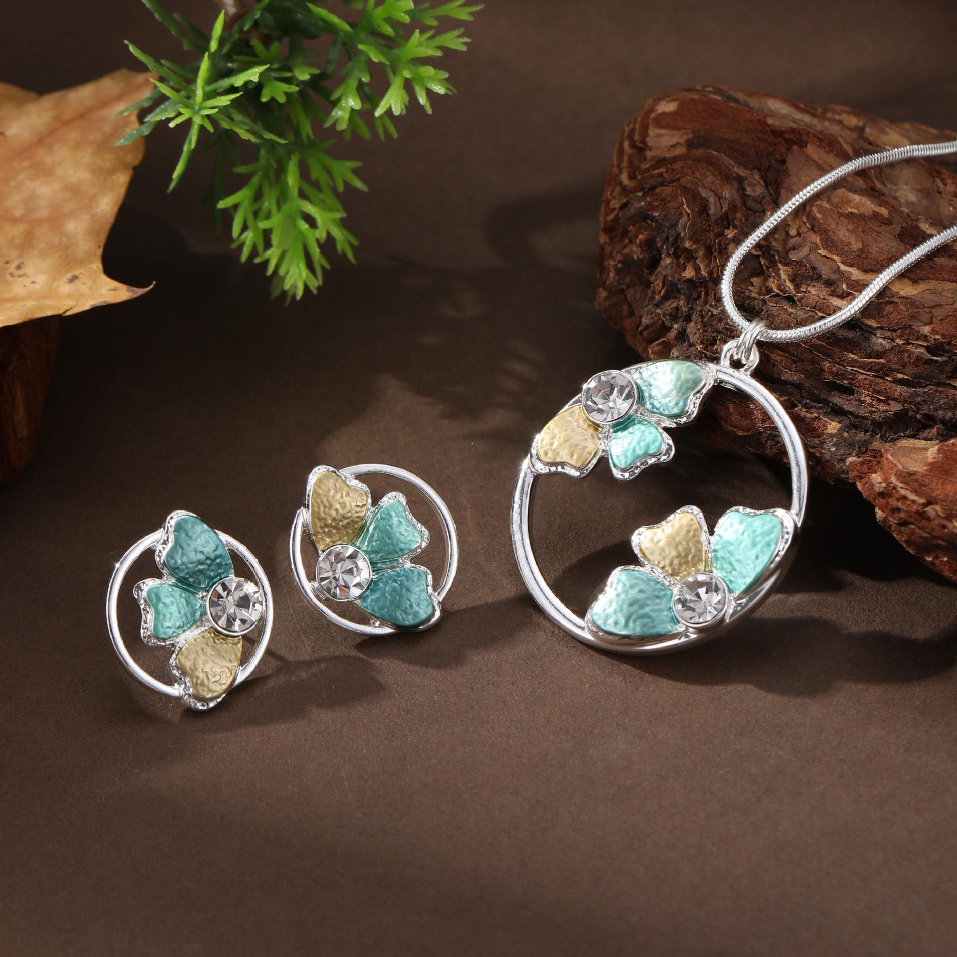 

Новый набор эмалевых круглых полых серег-пусетов с подвеской в виде лепестка, женская мода, высококлассное ожерелье с лепестками