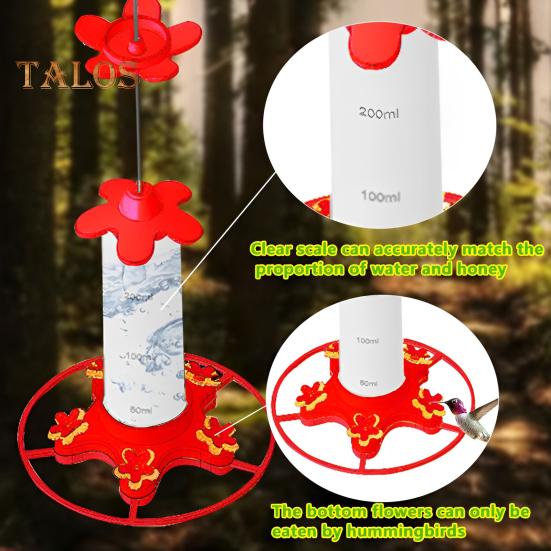 Açık Hava İçin Sinek Kuşu Besleyici Asılı Sızdırmaz Plastik Kuş Besleyici 5 Çiçek Besleme Portu ve Dış Bahçe Dekoru İçin Karınca Hendeği