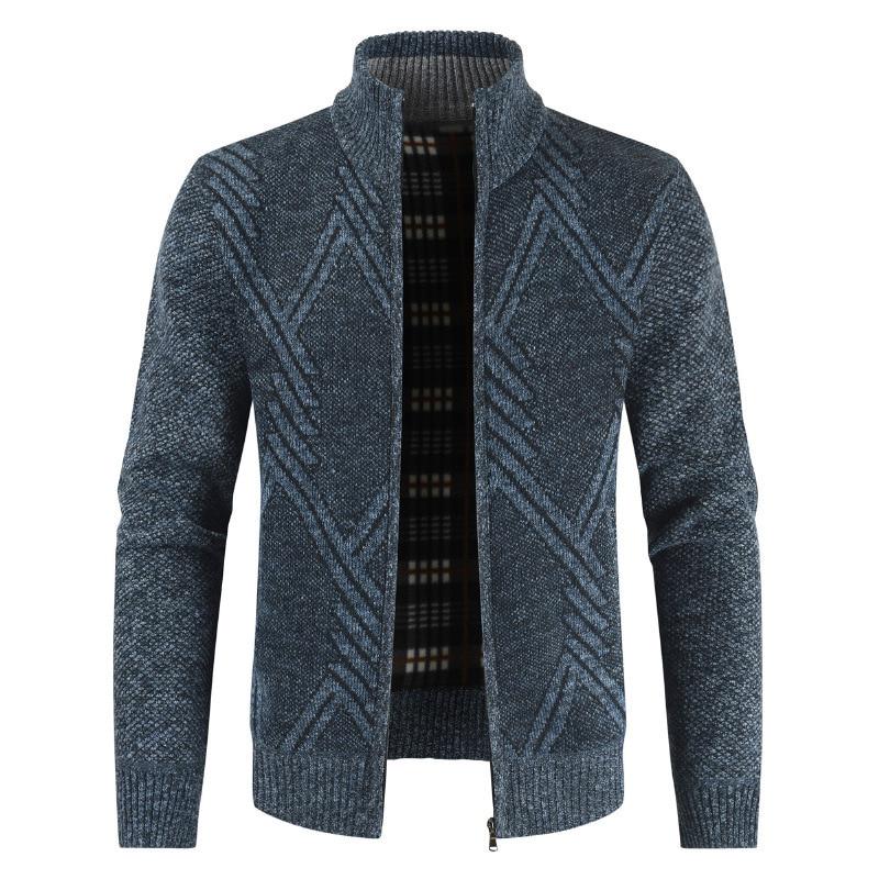 Podzimní zimní bunda žirafa Pánské kabáty Jednobarevné Slim Fit Husté fleecové kabáty Muži Bunda Ležérní Stojáček Bunda na zip Pánské