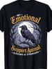 Women' Vintage Gothic Raven T-Shirt - Funny Emotional Support Crow Graphic Tee Suitable for Bird Lov