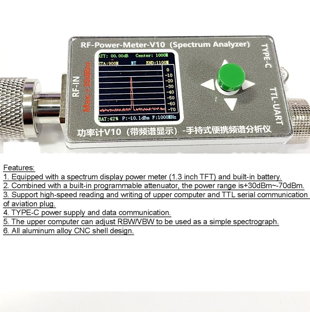 2026 V10N N‑Type RF Power Meter | Type‑C Communication Power Detector Spectrum Analyzer for EMC Testing