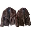 Vintage European and American style large lapel collar mink hair jacket female leopard print large lapel imitation fur coat casual < unk >
