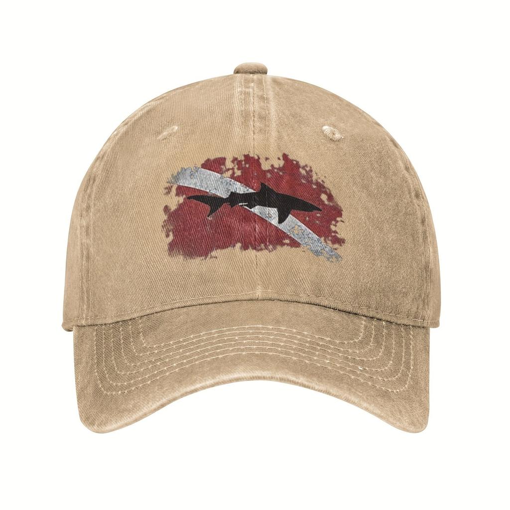 Shark Diver Flag Distressed Baseball Cap Vintage Sports Cowboy Hat Outdoor Adjustable