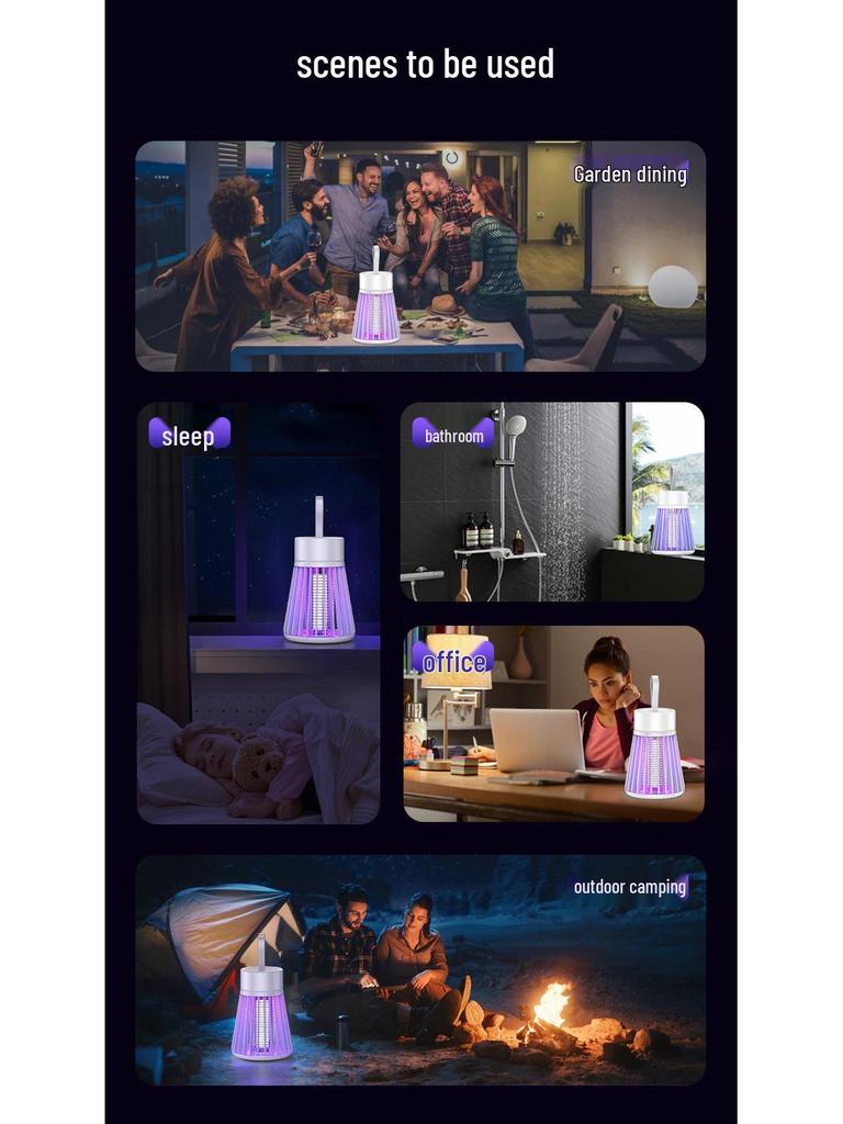 2024 Multifunctional Portable Mosquito Killer Lamp: Electric Shock & Camping Light Combo for Indoor/Outdoor Use
