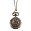 Vintage New Fashion Relief Rose Pocket Watch Bronze Color Quartz Watch On Chain Watch Necklace Woman Birthday Gifts