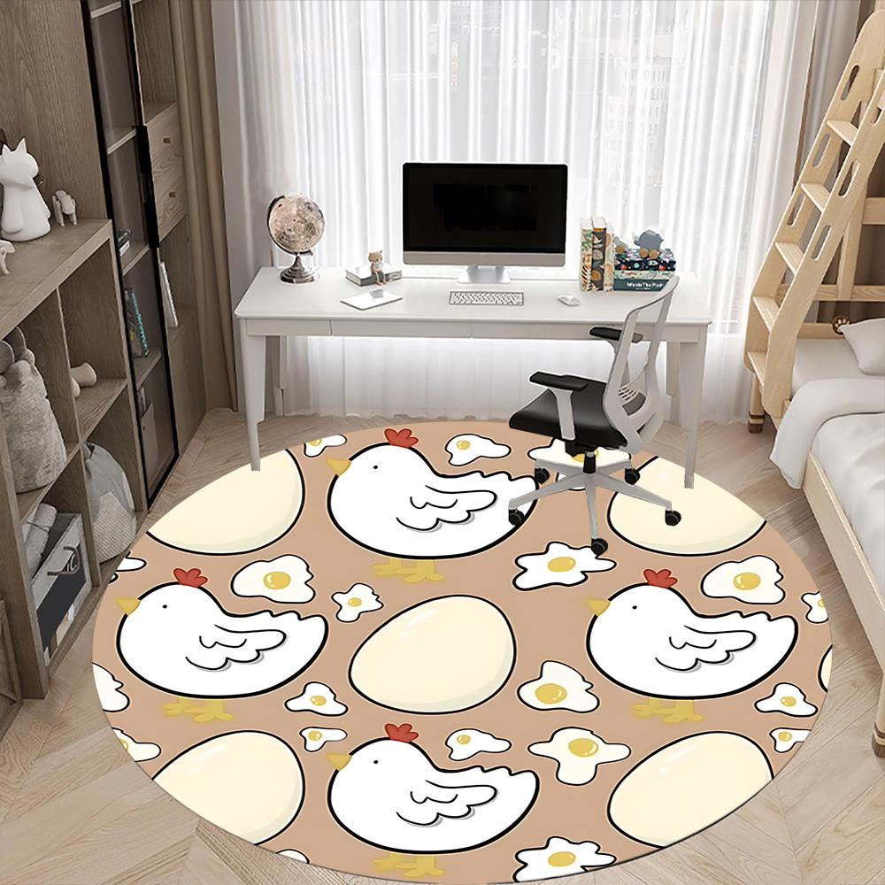 1pc Egg Hen Office Round Rug, Non-slip, Soft and Durable Office Rug for Interior Decoration, Perfect for Office, Beautiful Decoration Yy260323080