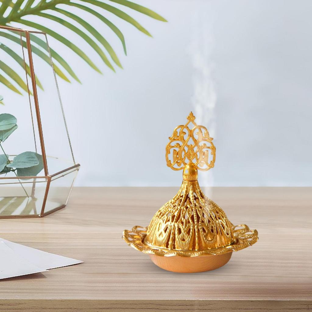 Metal Burner Home Decor Fragrance Furnace Table Centerpiece Censer Holder for Office, Teahouse, Yoga