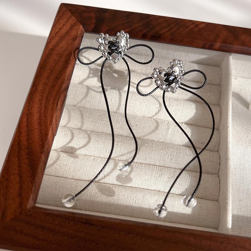 

Серьги-ремешки Love для девочек, милые и крутые серьги-серьги с ветром и сердечками, длинные серьги-капли с бантом и бахромой для девочек