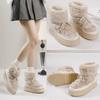 Light beige space boots export new moon shoes women's low-top thick-soled warm fluffy snow boots