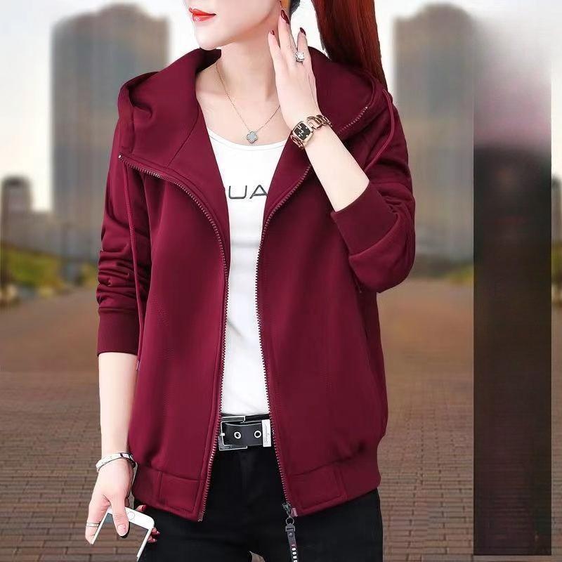 

Womens Solid Color Hoodie Jacket Loose Fit Casual Zip Up Sweatshirt Spring Autumn Fashion Outerwear 4XL