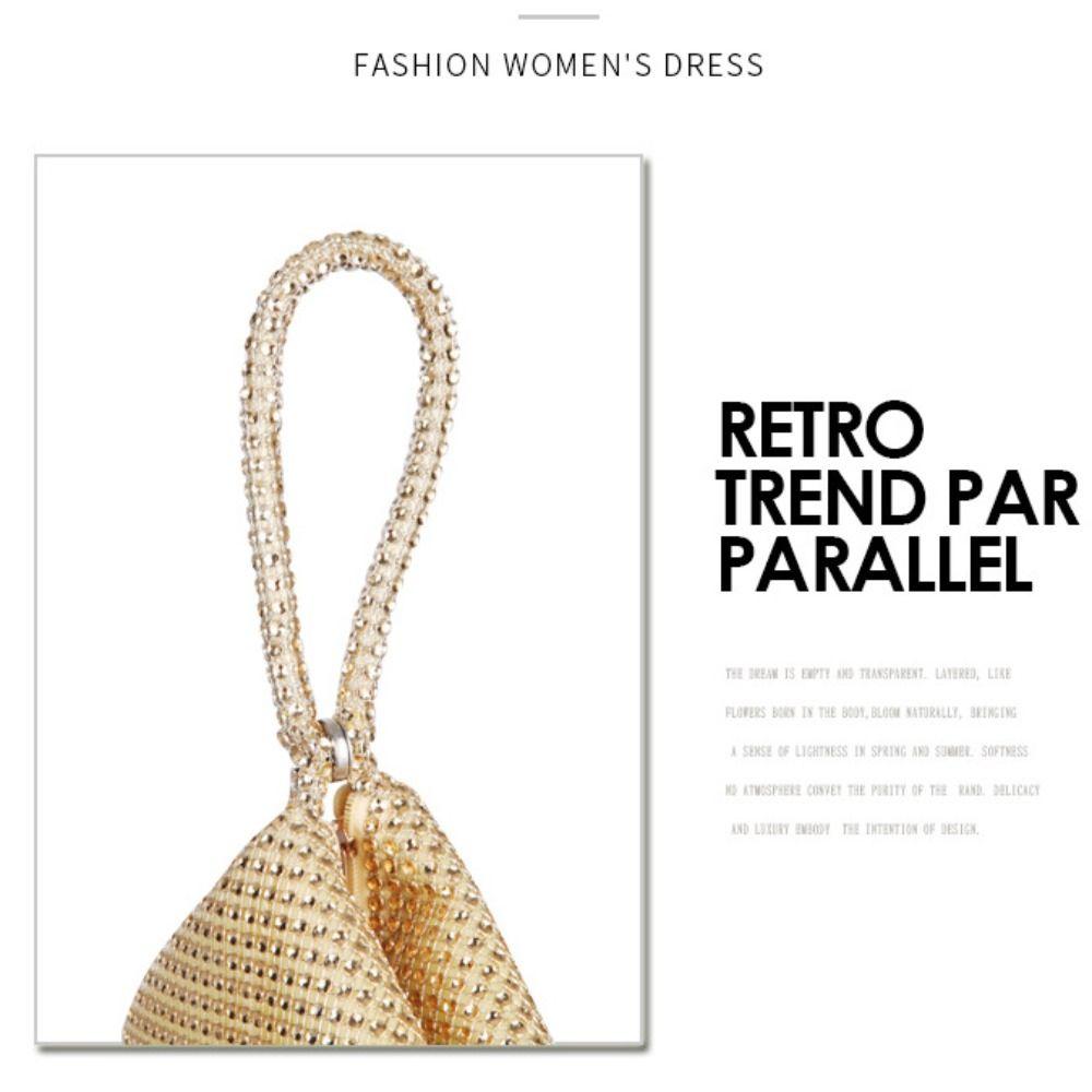 Sparkling Glitter Imitation Rhinestone Clutch Triangle Design Women Handbag  Evening Party