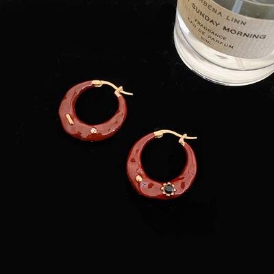 Vintage Enamel Drop Irregular Circle Earrings For Women