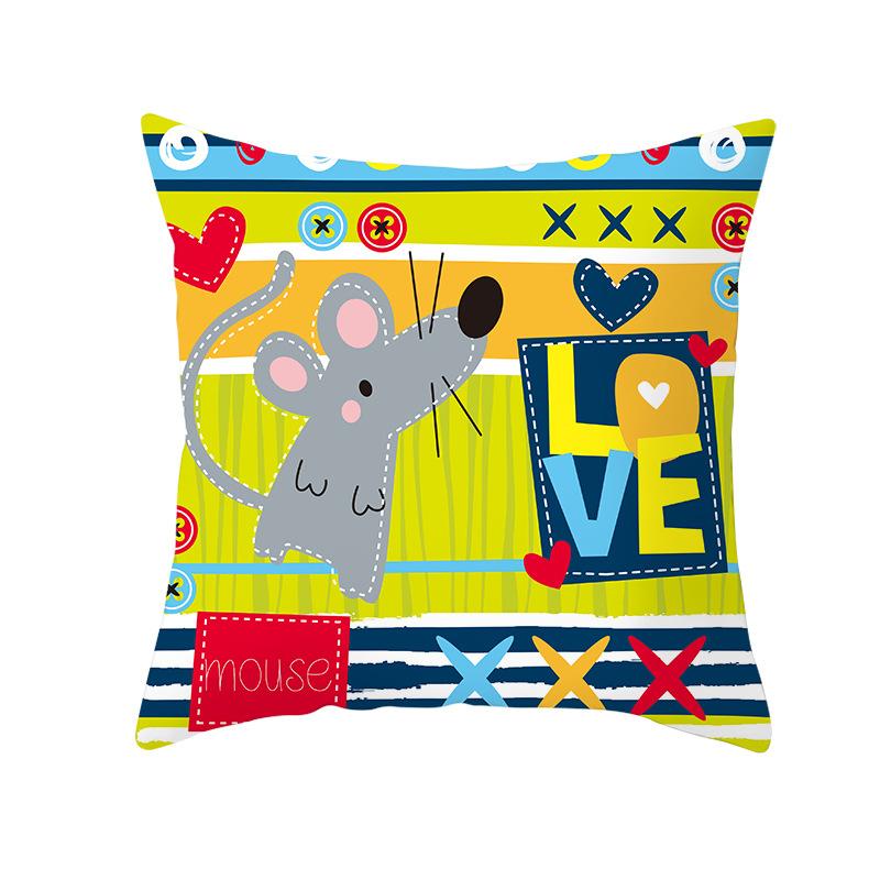 Cartoon Print Series Valentine's Day Peach Skin Pillow Cover Home Fabric Square Cushion Cover