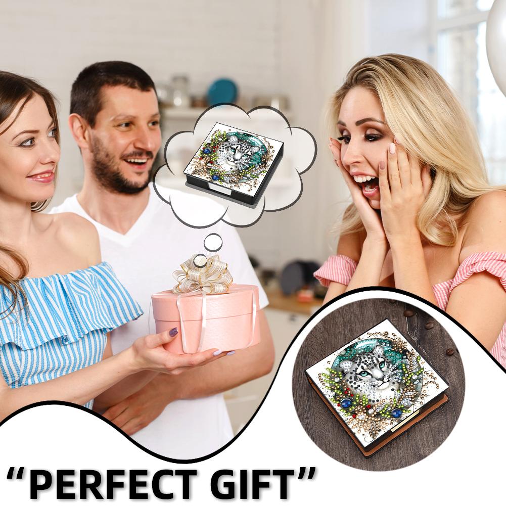 DIY Rhinestones Leather Gem Art Sticky Note Holder with 160 Sheets Paper Diamond Art Note Box Mosaic Kit for Desktop Decoration