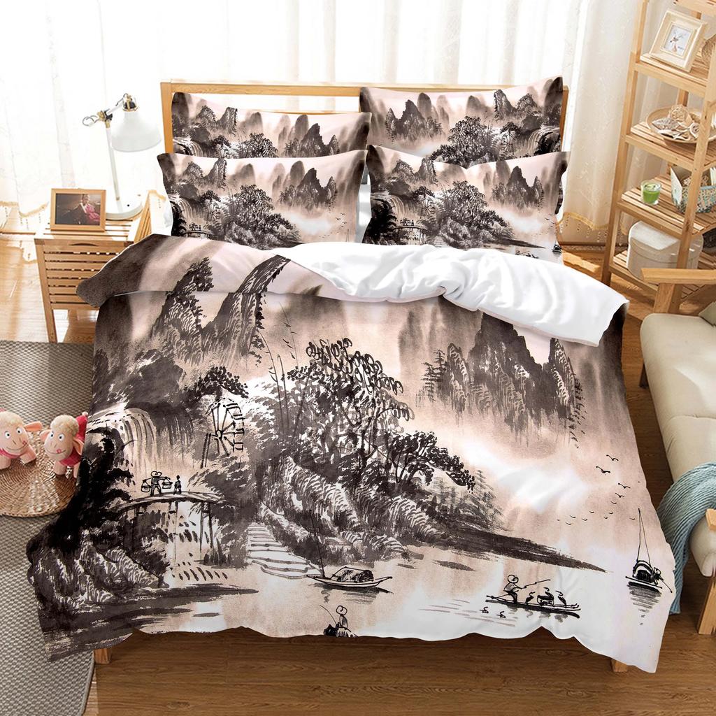 Comforter 3D Scenic Linen Woods Scene Forest Beautiful Natural Scenery Theme For Bedroom Decoration For Women Children Gifts