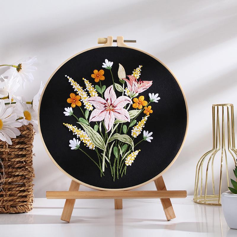 DIY Hand Embroidery Kit: Colorful Time Flowers Bridal Bouquet